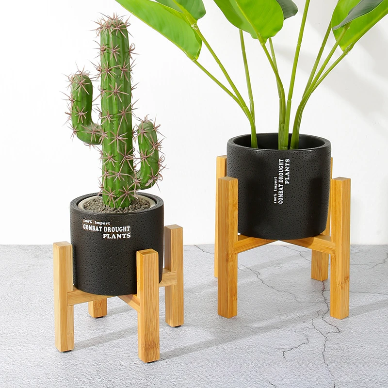 Small Durable Four-legged Wood Planter Pot Trays Pot Holder Plant and Succulent Flower Pot Home Garden Indoor Patio Decoration