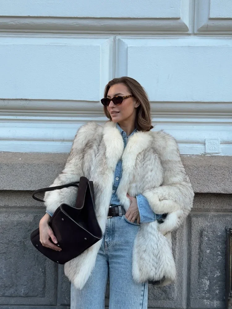 เสื้อโค้ทขนเฟอร์เทียมสุดหรูสำหรับผู้หญิง สไตล์แฟชั่นไฮสตรีท แขนยาว ทรงโอเวอร์ไซส์ แจ็คเก็ตคาร์ดิแกนเก๋ไก๋ หนา อุ่น สำหรับผู้หญิง