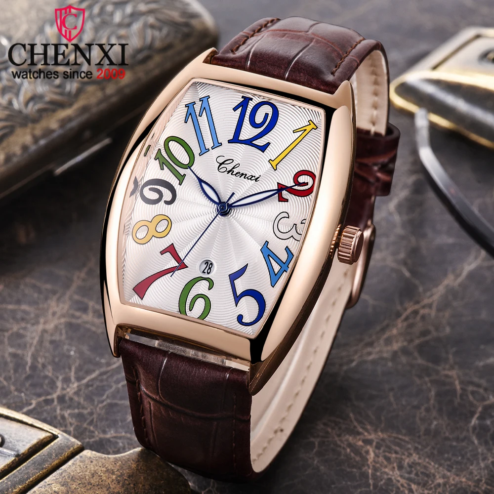 CHENXI Luxury Top Brand Men's Quartz Watch Genuine Leather Waterproof Luminous Calendar High Quality Business Casual Wristwatch