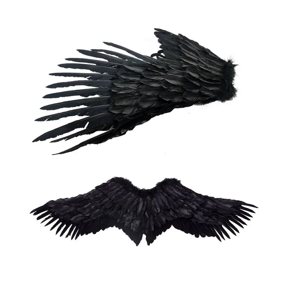 High Quaity Lightweight Angel Wings Foldable Realistic Black Devil Wings Unisex White Swallow Wings