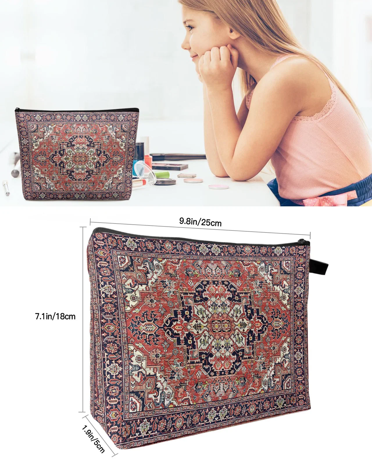 Vintage Flower Indian Bohemia Makeup Bag Pouch Travel Essentials Lady Women Cosmetic Bags Toilet Organizer Storage Pencil Case