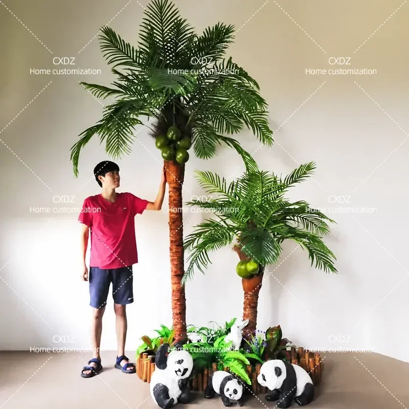 Artificial Coconut Tree Fake Palm Plant Large Potted Decoration for Indoor Bar Shopping Mall Home Office Floor Standing
