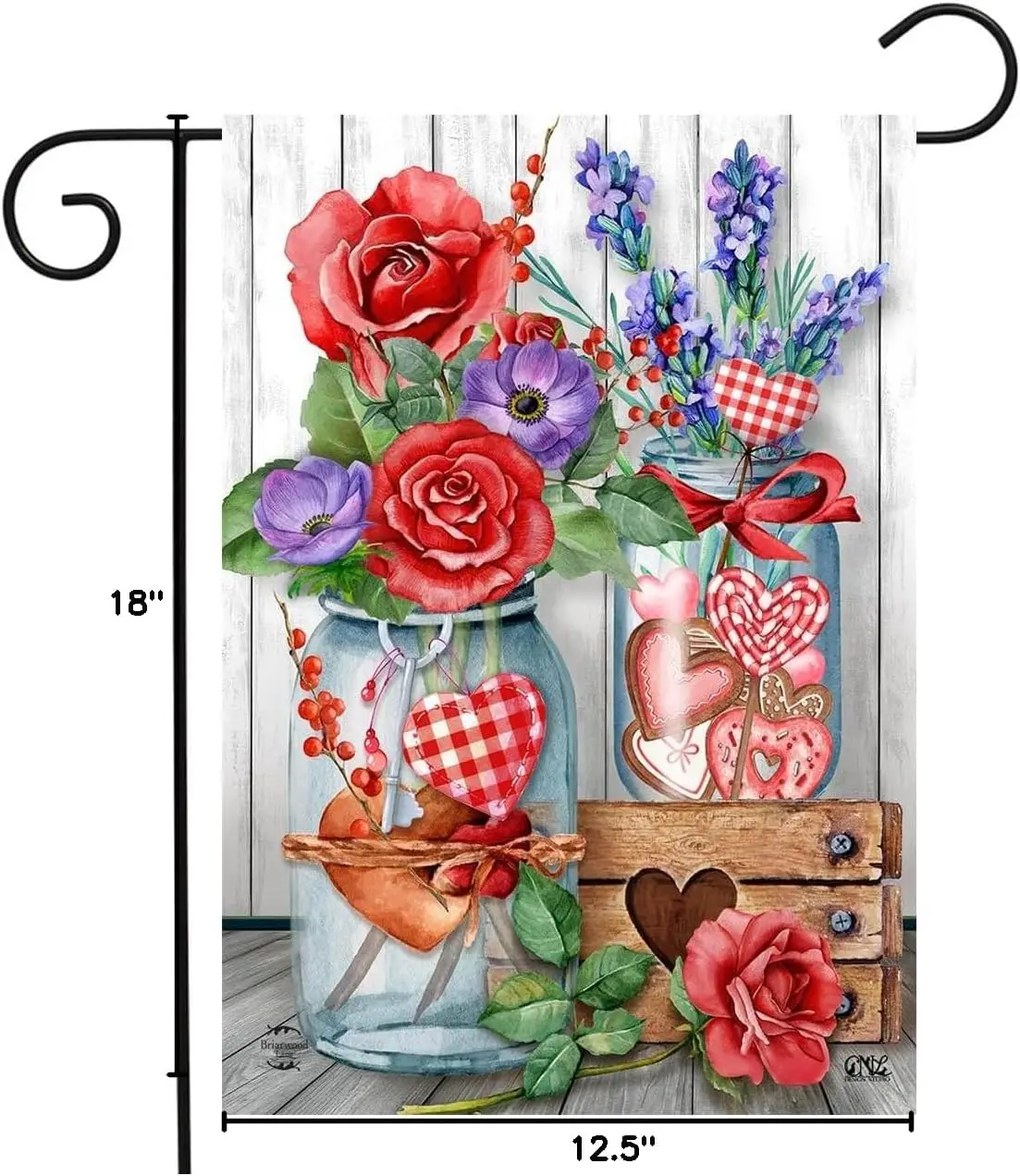 Love Filled Mason Jars Valentine's Day Garden Flag 12.5