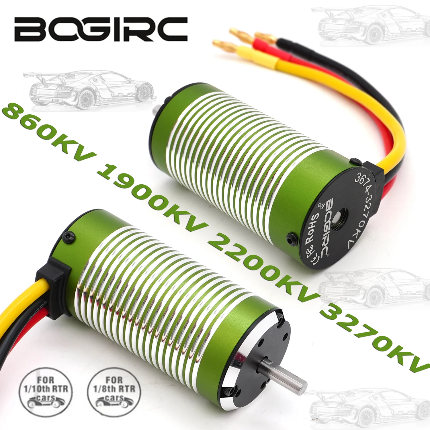 

BOGIRC 1/8 1/10 RC Car Parts Waterproof Motor 3674 Motor Brushless System 860KV 1900KV 2200KV 3270KV 5.0mm for WLtoys MJX Tamiya