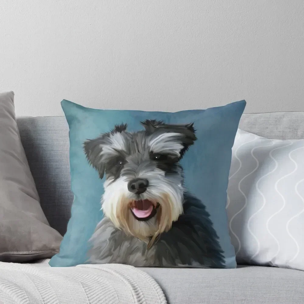 Miniature Schnauzer Dog Water Color Art Painting Throw Pillow Room decorating items Cushion Covers For Living Room pillow