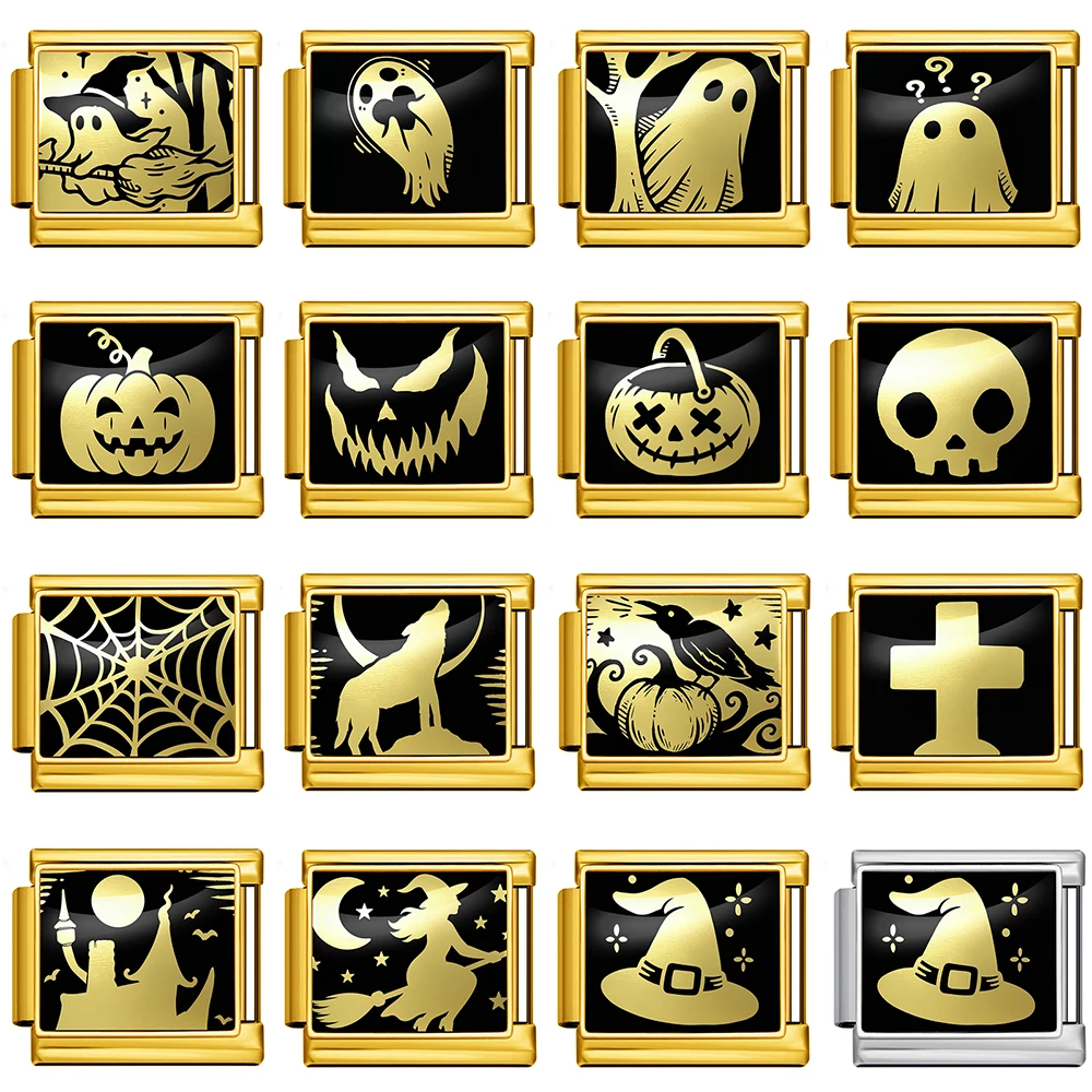 Original Design Halloween-Serie Edelstahlschmuck Italienische Glieder passend für 9mm Armband DIY-Charm Modische Handkette – Detail 1