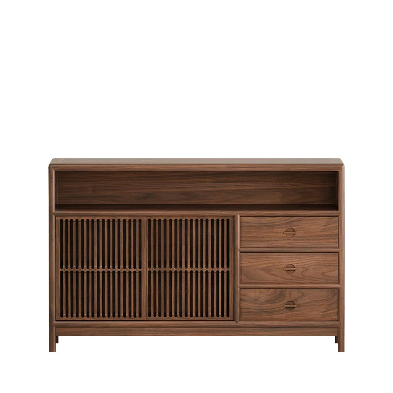

Black walnut side cabinet, low solid wood tea