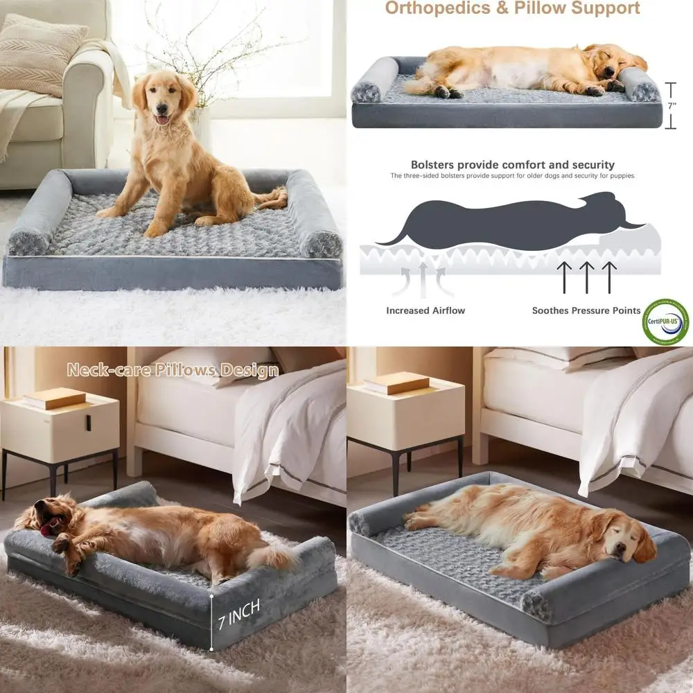 

Orthopedic Support Dog Bed for Large Breeds, Waterproof Removable Cover Pet Couch Bed