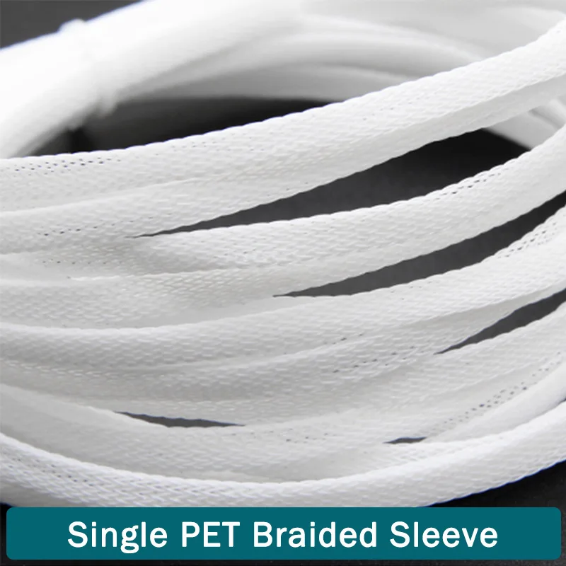 3mm 4mm 6mm 8mm 10mm Single PET Expandable Nylon Braided Cable Sleeve USB Data Keyboard Cable Sheath Protector Wire Wrap 2/5/20m