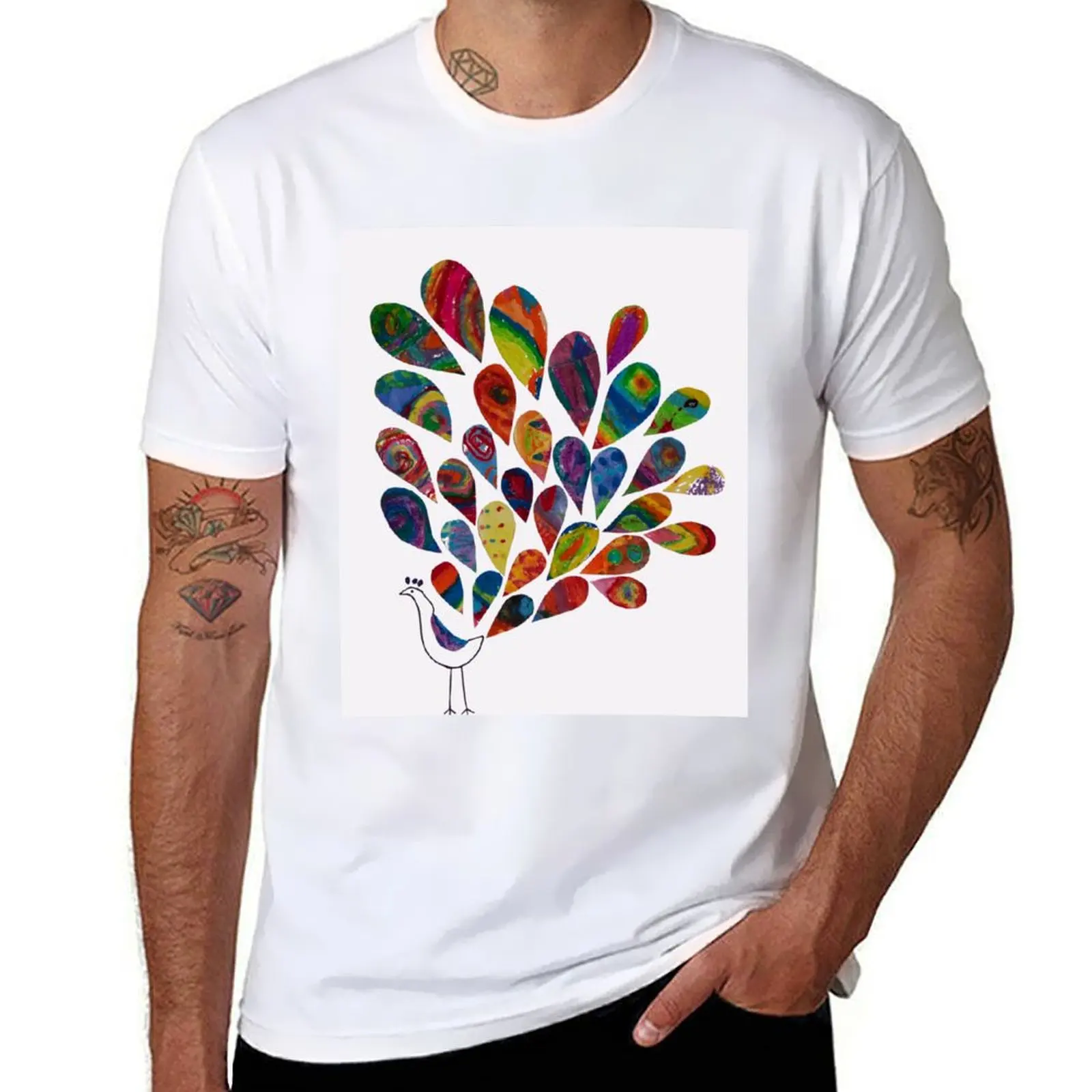 

HHPS Art Show, Class 2J, Oil Pastels: Precious Peacock T-Shirt t shirt man plain T-Shirt
