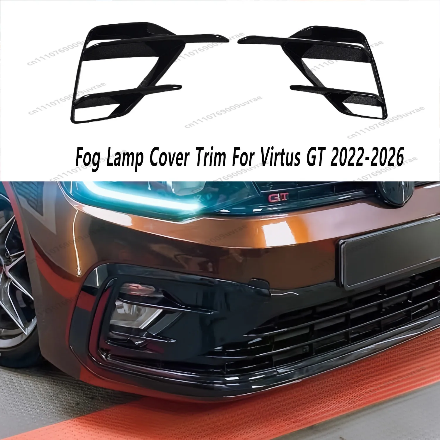 2 piezas de cubiertas embellecedoras para faros antiniebla delanteros en negro brillante para VW Virtus GT/Polo Sedan 2022-2025 LCI, alerones aerodinámicos para faros antiniebla delanteros