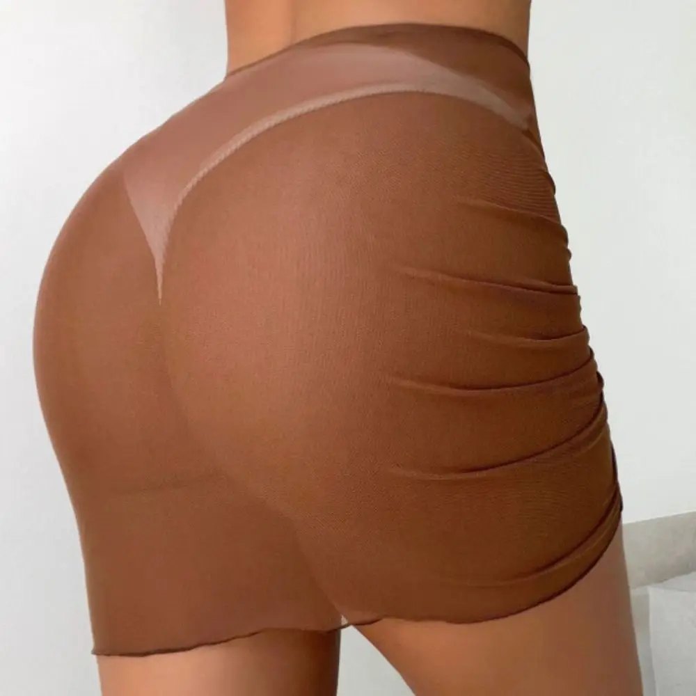 Sexy Translucent Swimsuit Beach Skirt Mesh Drawstring Solid Ruffled Overskirt Gauze Skirt Seaside image 4