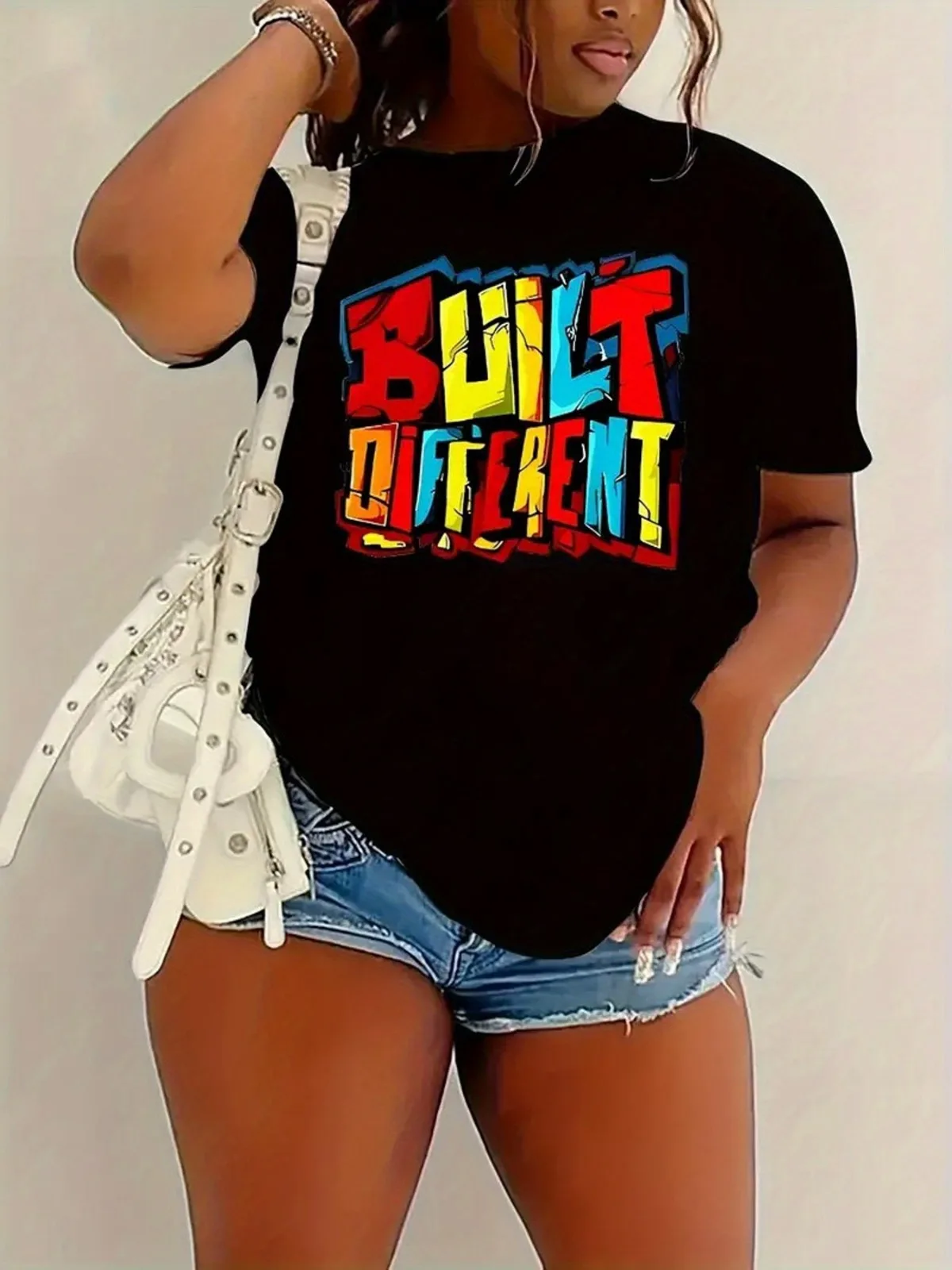 Women's Casual Pure Cotton Sports Style Colorful Letter Pattern Letter Print Short Sleeved T-shirt Suitable for Party Gift Top