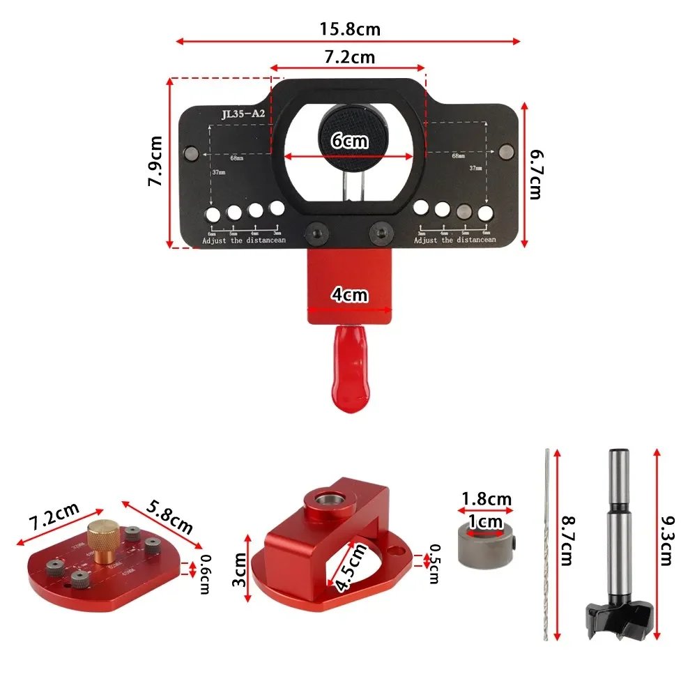 35mm Hinge Jig Woodworking Drilling Hole Guide  Household Hole Opener Tools Locator Door Concealed Installation Puncher Template