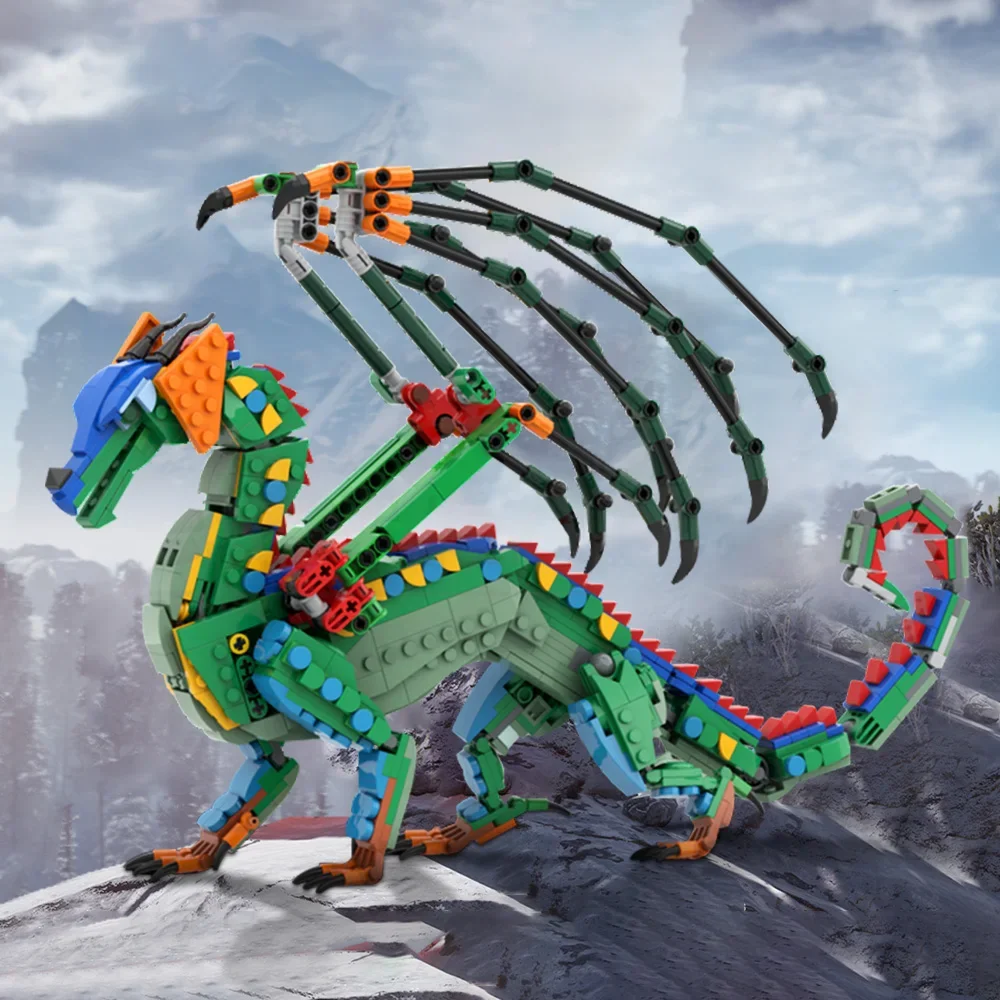

Gobricks MOC Wings of Fire Building Blocks RainWing Model Dinosaur Legend Flying Dragon Bricks collection Toys children Gifts