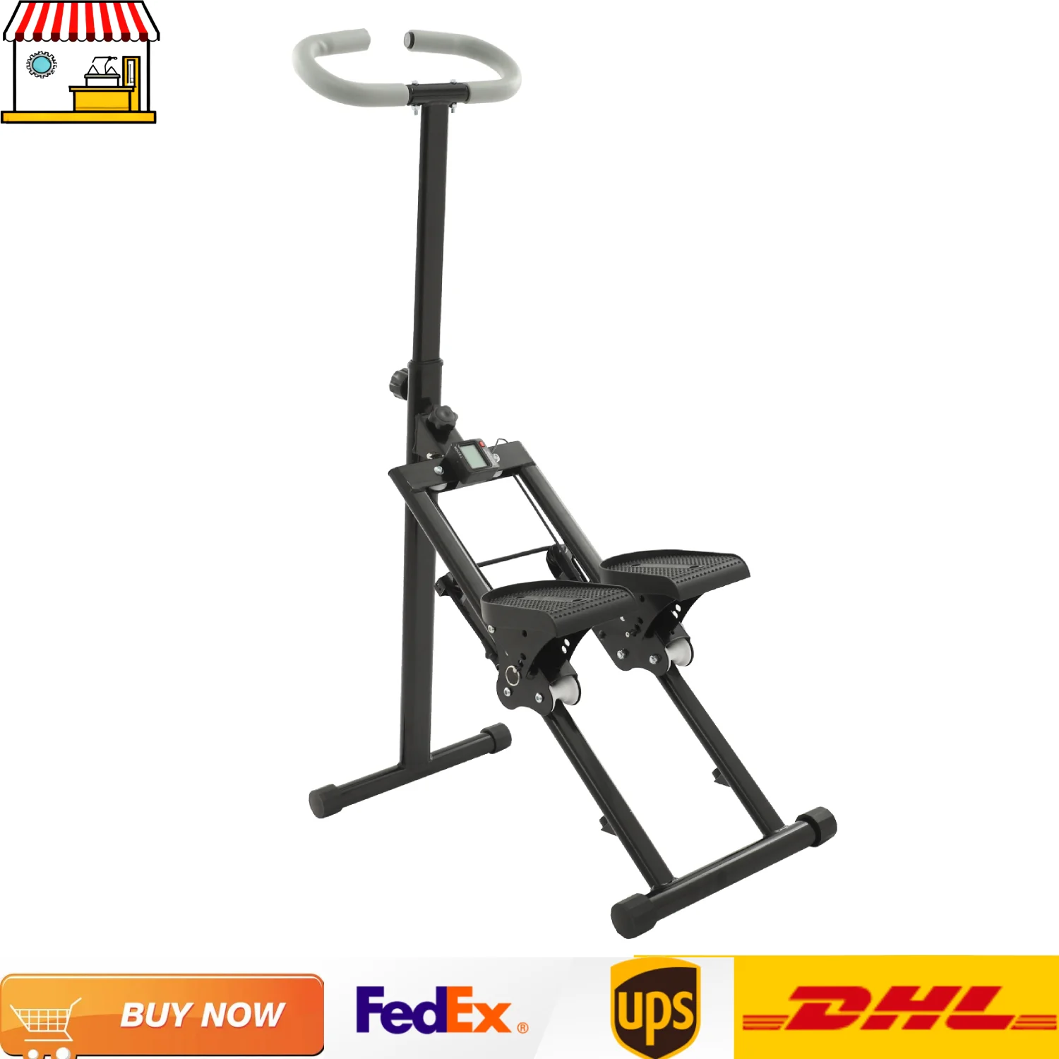 Escalera plegable blanca/negra para ejercicio en el gimnasio en casa | Escalador vertical para entrenamiento de cuerpo completo | Cardio paso a paso