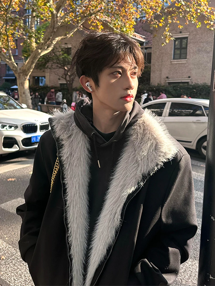 

Теплая мужская зимняя куртка Cleanfit из хлопка в американском ретро-стиле с меховым воротником, молодежная повседневная утепленная куртка на молнии с длинными рукавами