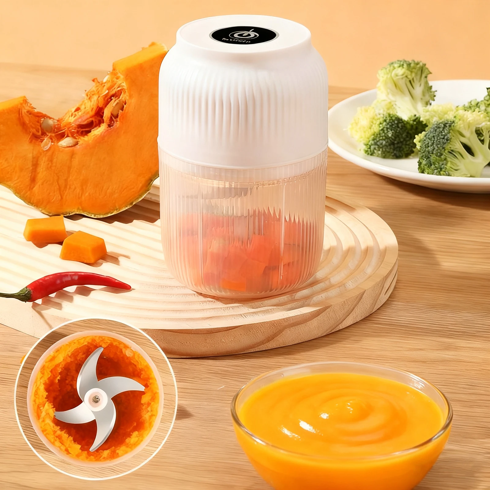 320ml Electric Mini Garlic Chopper USB Chili Pepper Grinder Kitchen Tool for Crushing Garlic Ginger Vegetables Baby Food Gift image 3