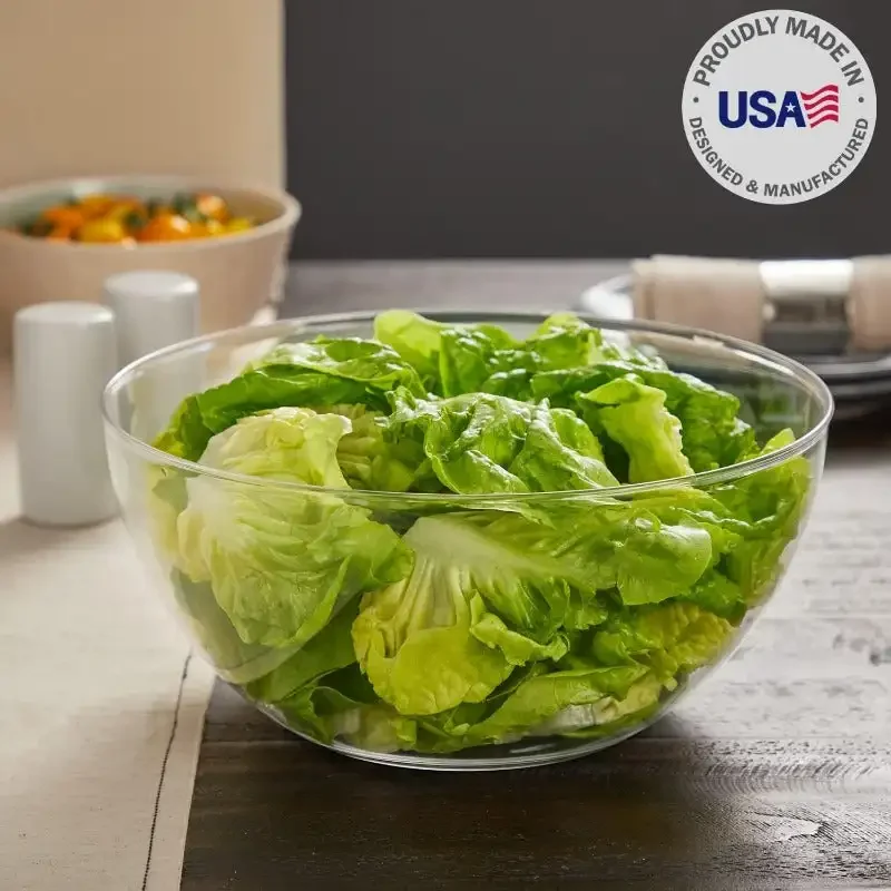 Vista Clear Plastic Salad and Serving 10-inch Bowls | set of 3 | Reusable, Made in the USA | 135 oz. capacity