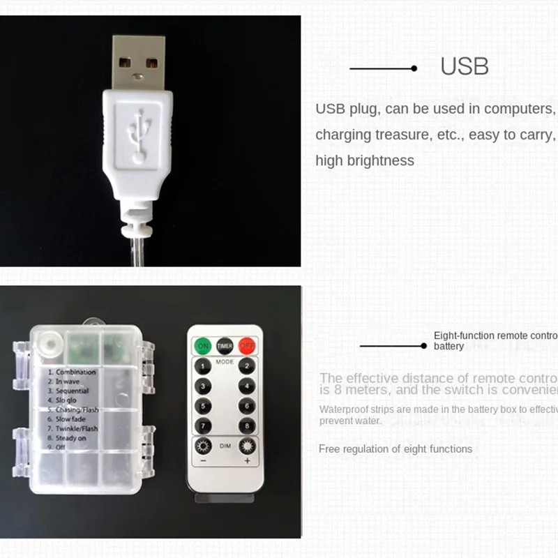 LED 달 별 스트링 조명, USB 및 배터리 작동 조명, 화환, 어린이 방, 실내, 야외 웨딩 파티, 정원 장식