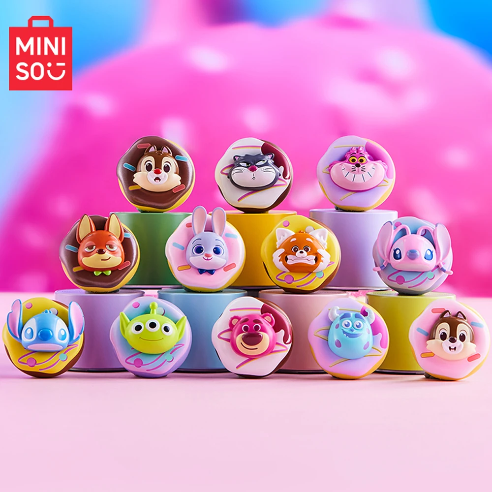 MINISO Disney Blind Box Angel Stitch Dale Chip Lotso Alien Lucifer Anime Cartoon Cute Model Doll Toy Refrigerator Magnet Sticker