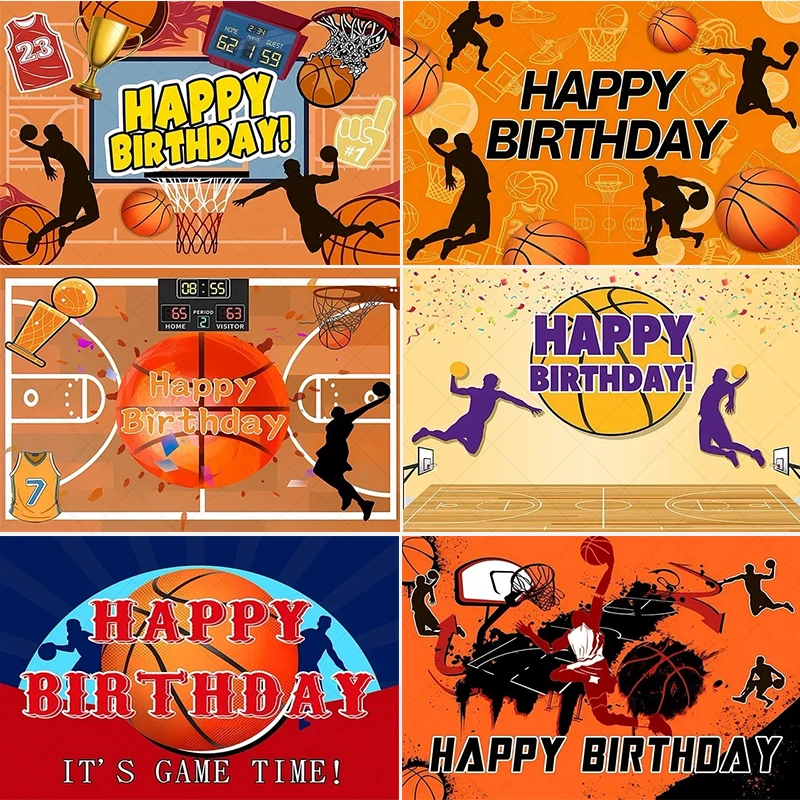 

Happy Birthday Party Basketball Field Stadium Boy Decor Sports Game Theme Background Photography Backdrop Studio Poster Banner