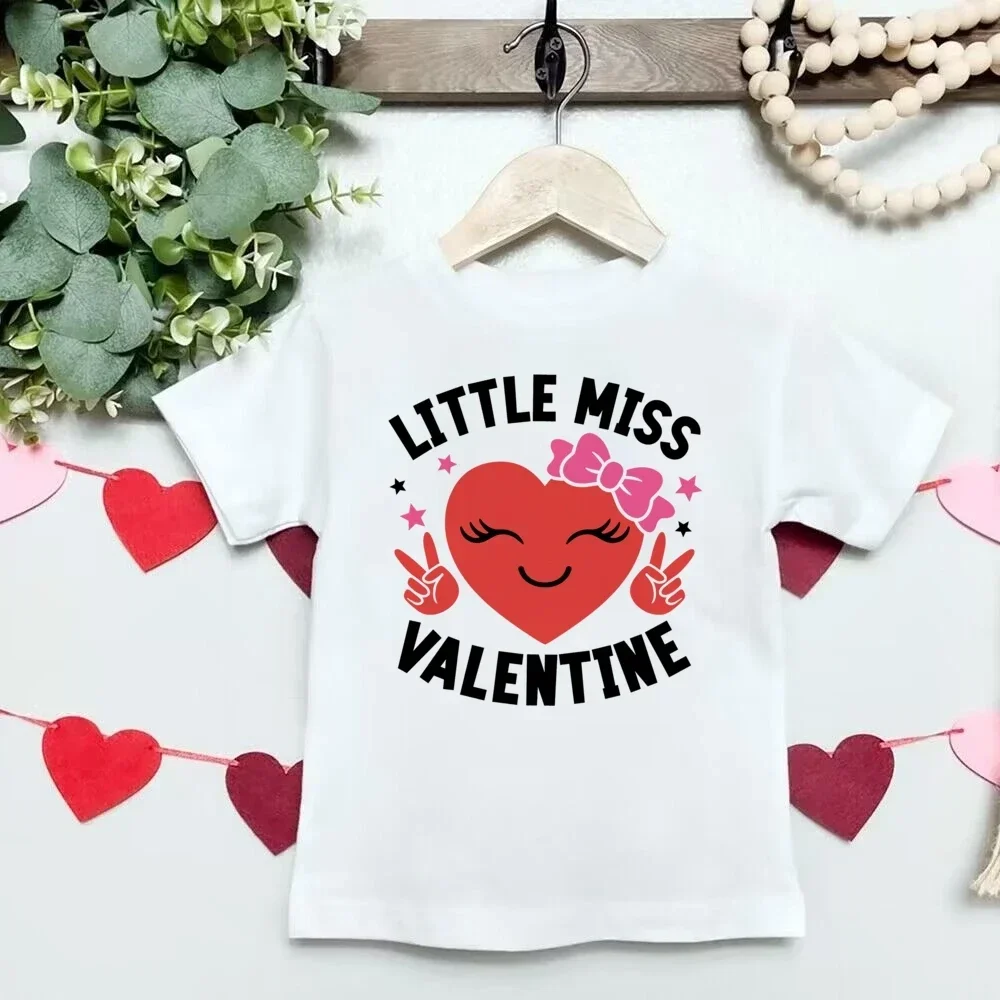 Fashion Tshirt Little Miss / Mr Print Girls T-Shirt Clothes Valentine's Day Party Kid Gift
