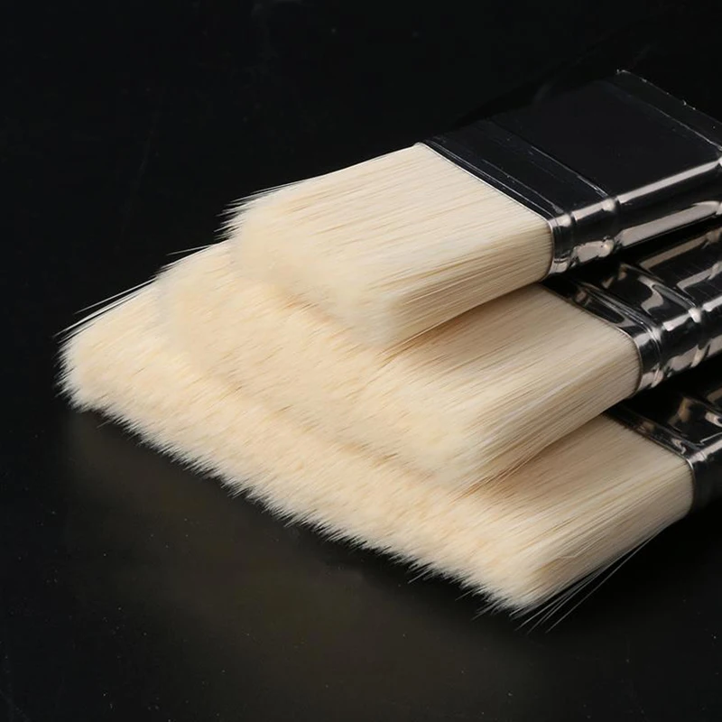 3 Sizes Nylon Square-Wash Paintbrushes Watercolor Oil Painting Brush, Acrylic Wall Painting Brush For Students Art Tools image 3
