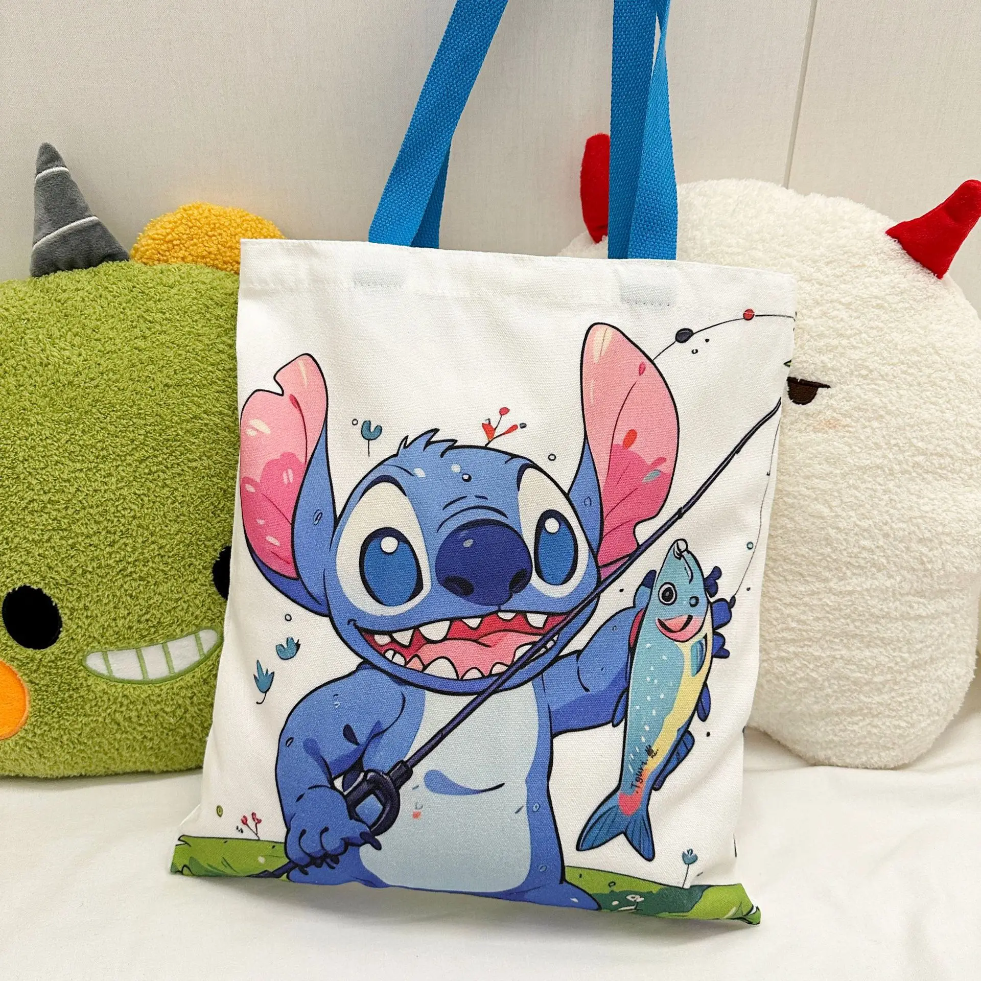 

Kawaii Stitch Anime Shoulder Bag Cartoon Canvas Bag Large Capacity Handbag Casual All-match Tote Mummy Satchel Commuter Backpack