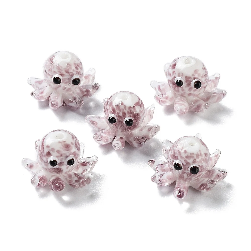 10 PCS Handmade Bumpy Lampwork Beads Strands Octopus Shape for Making DIY Jewelry Earring Necklace Bracelet Charms Supplies