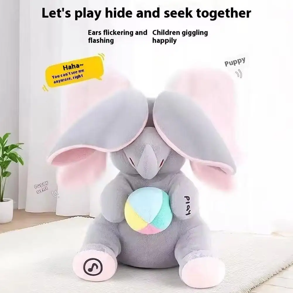 Funny Hide-and-seek Elephant Plush Toy Flapping Ears With Cheerful Songs Elephant Soft Soothing New Born Gift For Children Kids