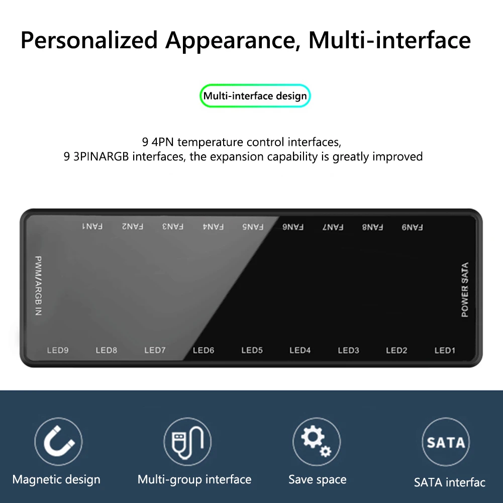 1ถึง9 Hub ARGB Controller 4Pin PWM 5V 3Pin ARGB พัดลมระบายความร้อน Hub รีโมทคอนโทรลสำหรับ PC PC กรณีแชสซีหม้อน้ำ