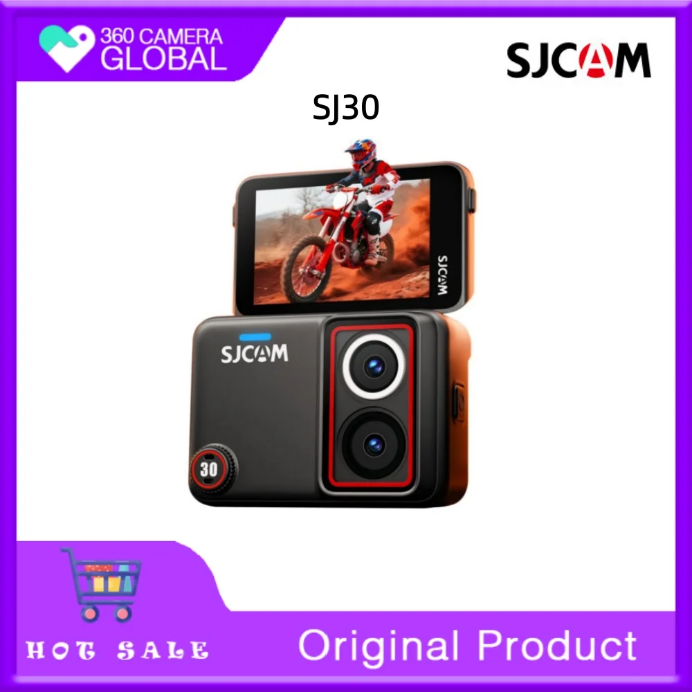 SJCAM SJ30 Handheld Action Camera with 8K 60FPS Image,2.51” Flip Touch Screen,Low Light,7H Battery Handle,SteadyMotion 2.0