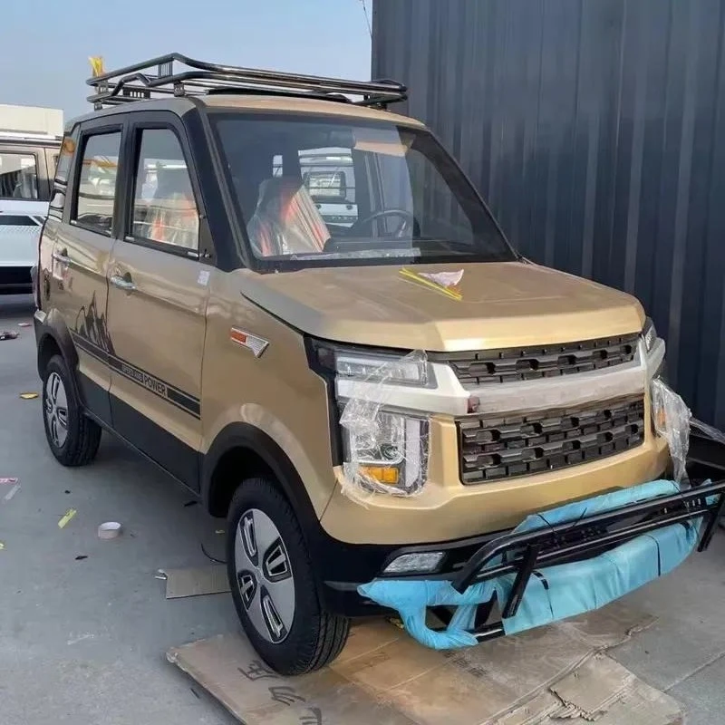 4 Seat Lithium Ion Battery Electric Vehicle 300km Range Left Hand Drive with Storage Rack Blue New Energy Car