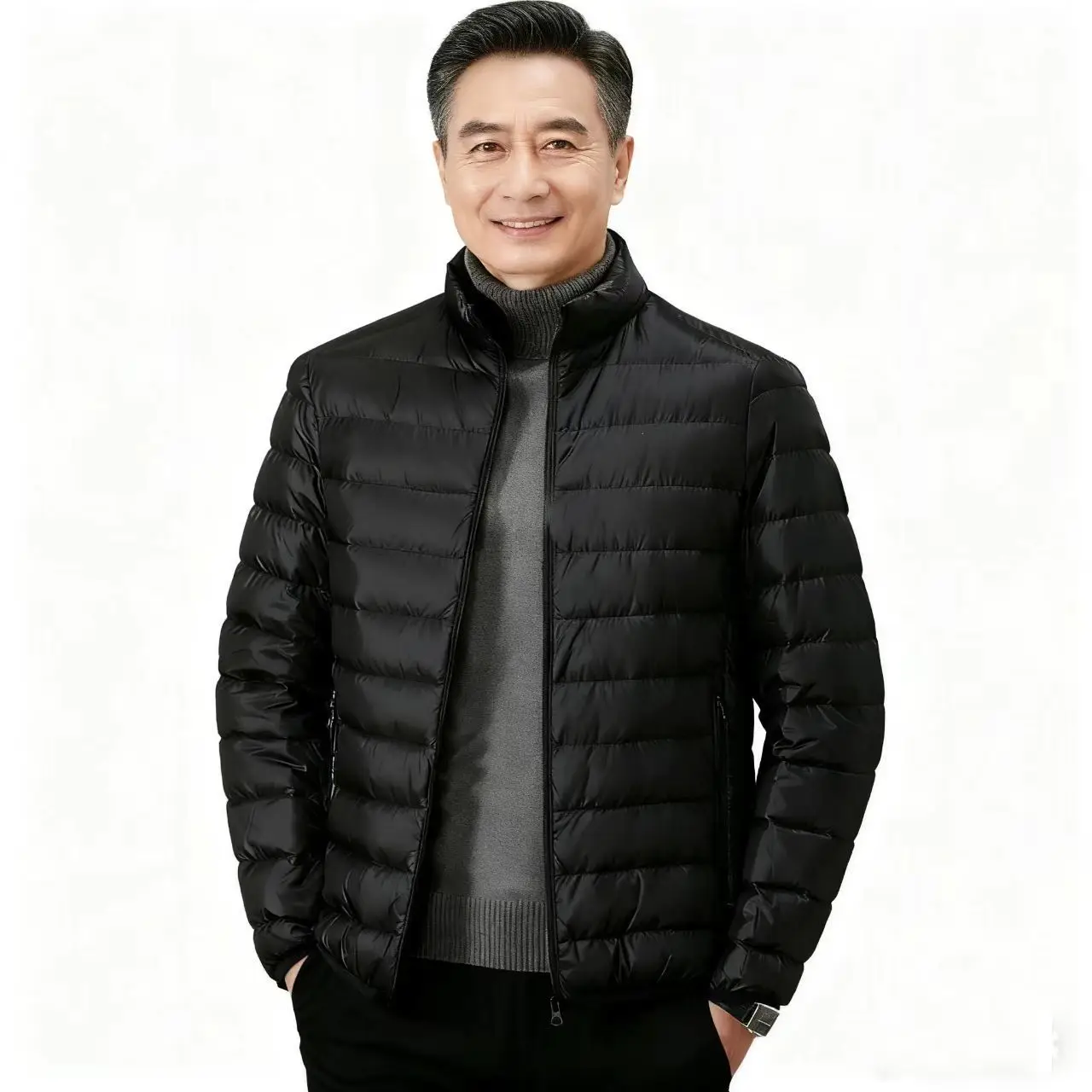 Leichte Slim Fit Daunen Baumwolle Jaet Herren Ort Stehkragen Herbst Winter Mantel Knoten Element Keine Kapuze Nylon Stoff