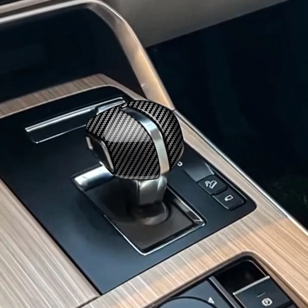 Gear For Shift Head Knob Cover Trim Sticker For Mazda CX-90 2022 2023 2024 ABS Carbon Fiber Peach Wood Interior Car Accessories