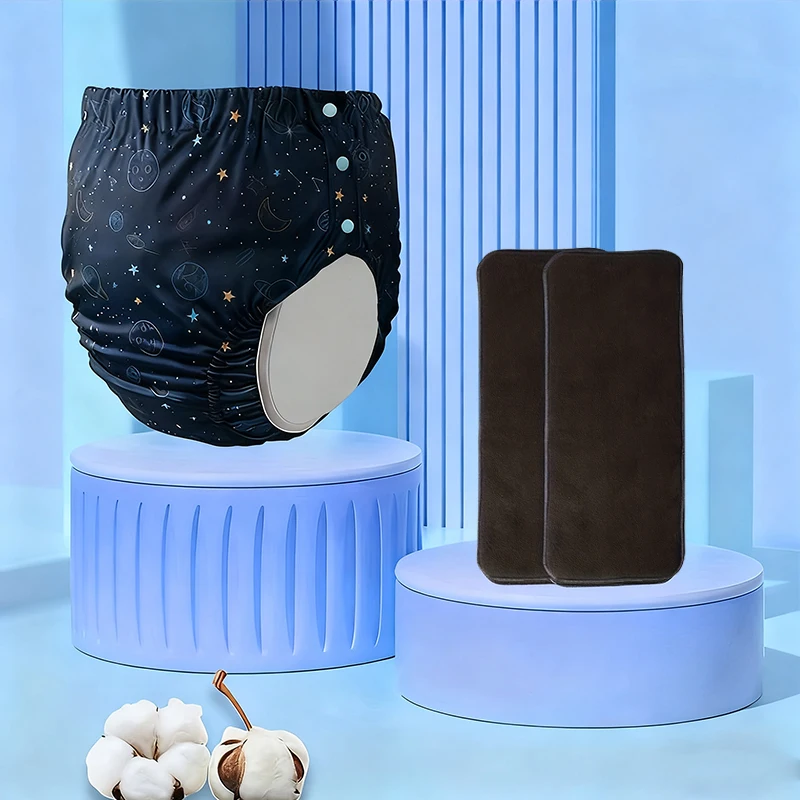 حفاضات قماشية قابلة لإعادة الاستخدام للبالغين - مشبك جانبي قابل للتعديل مع حشوة ماصة، ساق مانعة للتسرب وقابلة للغسل + وسادتان حفاضات فائقة الدقة #1