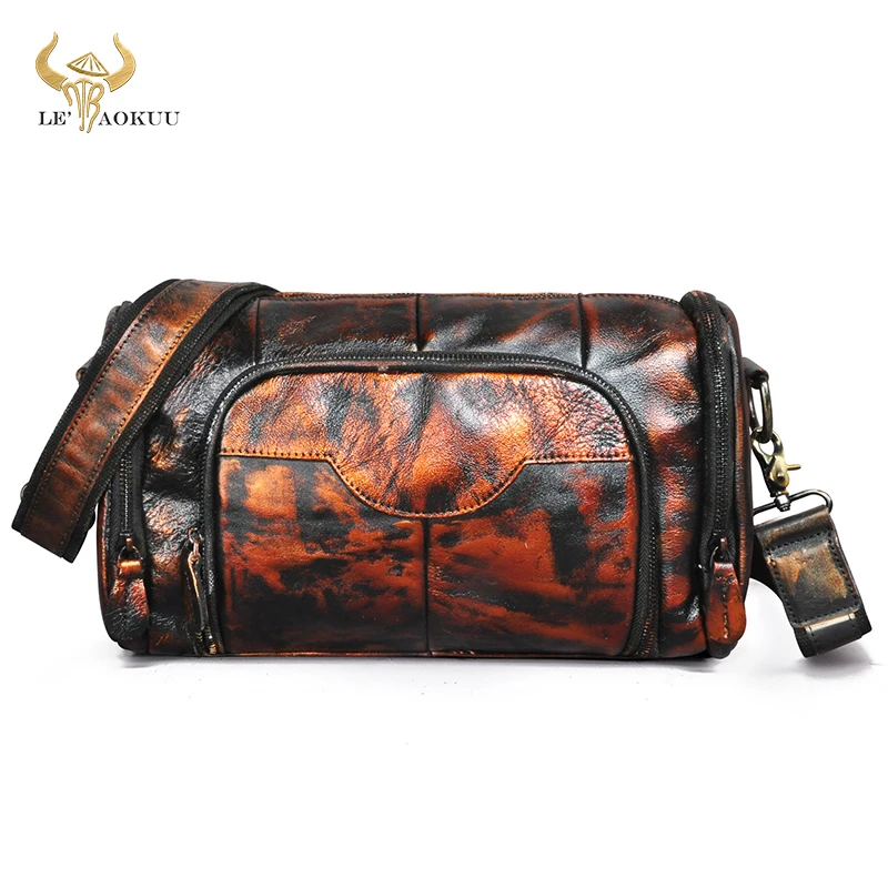 

Thick Cow leather Men Fashion Shoulder crossbody Messenger Bag Designer Mochila University College Book School Student bag b258