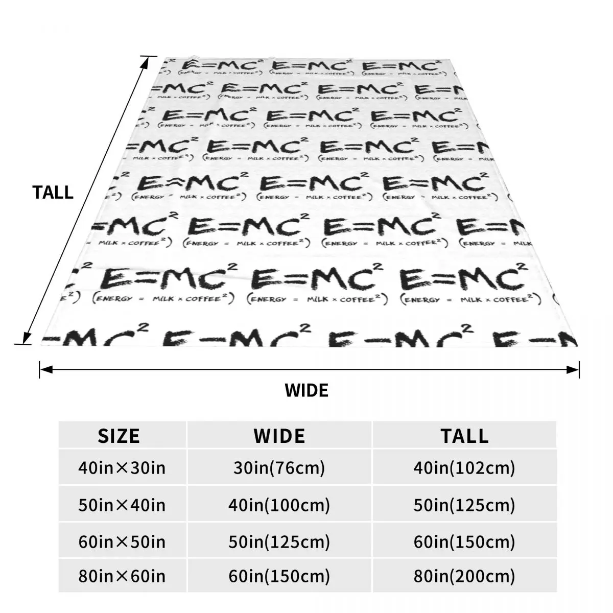 Science E = MC2 Energy Milk Coffee Physics Math Blankets Soft Warm Flannel Throw Blanket Bedspread for Bed Travel Home Sofa