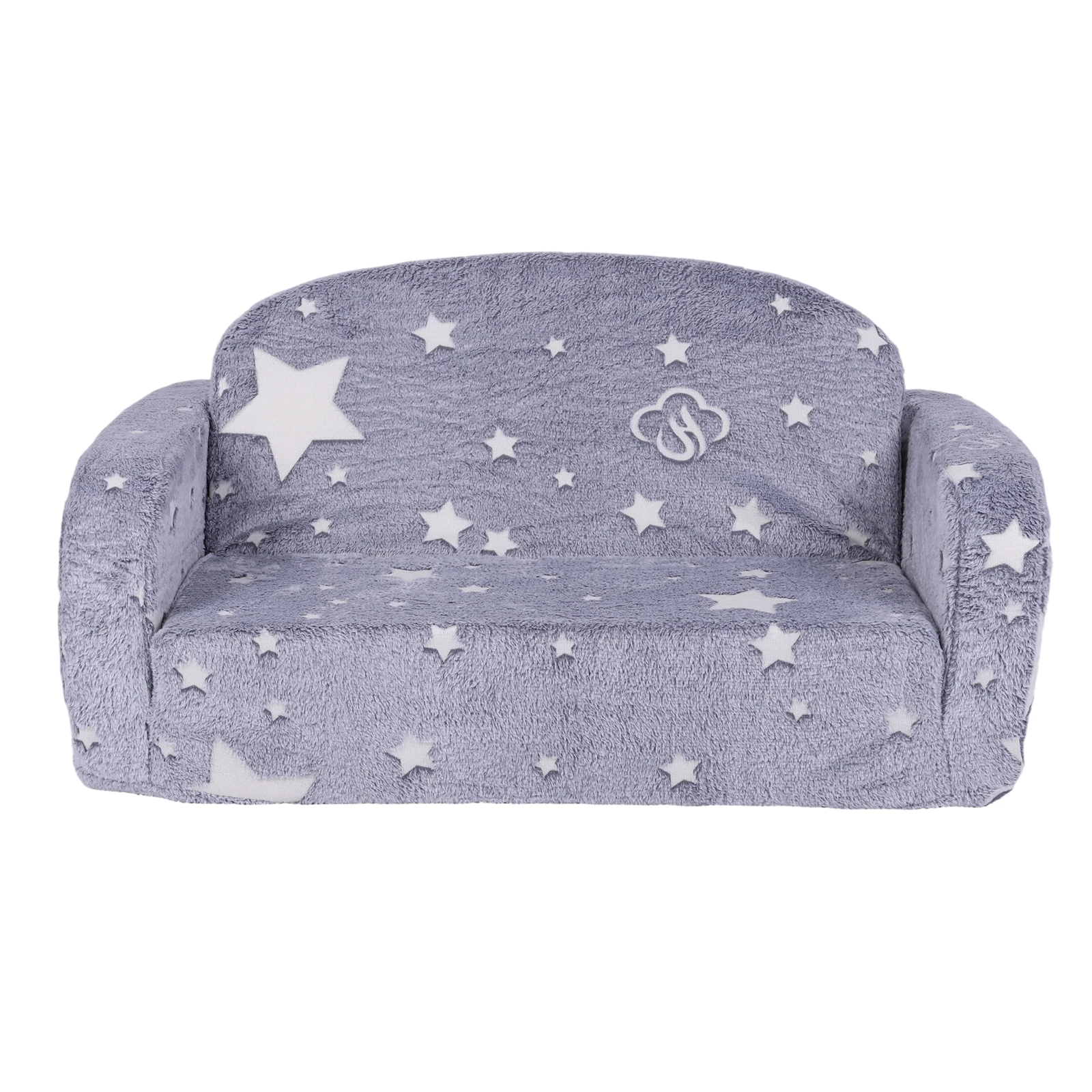 Image 7: Canapé-lit pour enfants extra large 2 en 1 avec couverture pour garçons et filles (Gray Star)