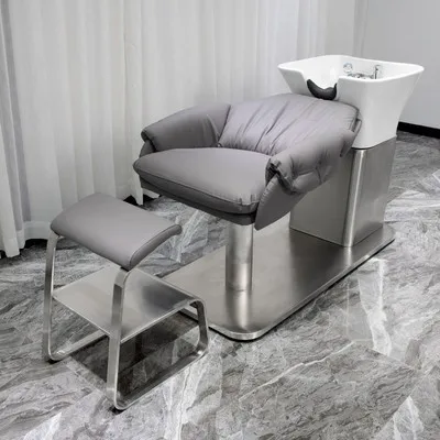 Barbershop special flush bed semi-lying ceramic basin