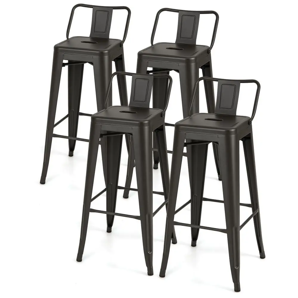 

Stackable Bar Stools Set of 4, Metal Bar Chairs with Backrest, Footrests amp Antislip Rubber Feet, Counter Height Breakfast Sto