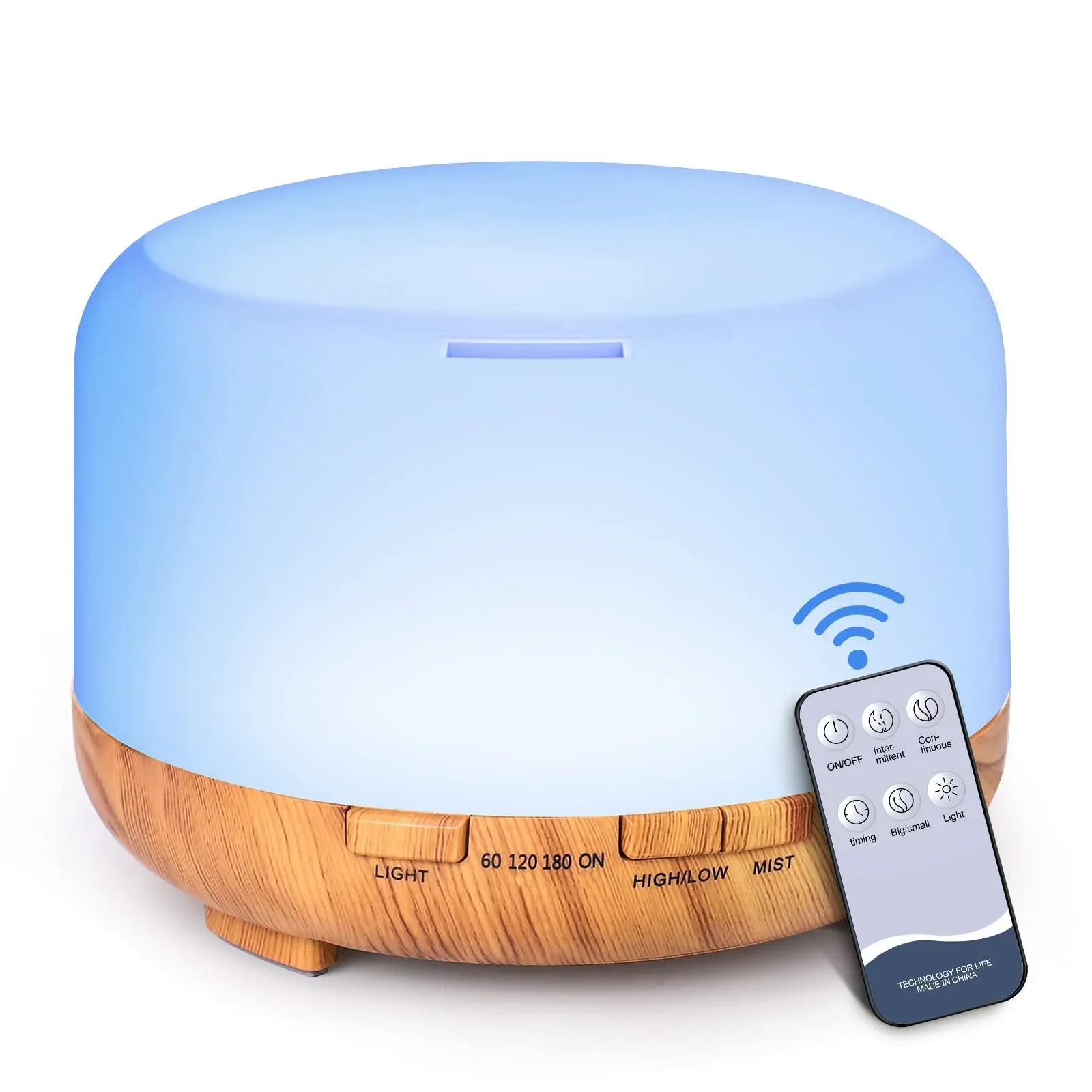 5V Aroma Diffuser Wood Grain Color 500ML 2A Essential Oil Aromatherapy Diffuser Humidifier with Remote Control  for Home Office