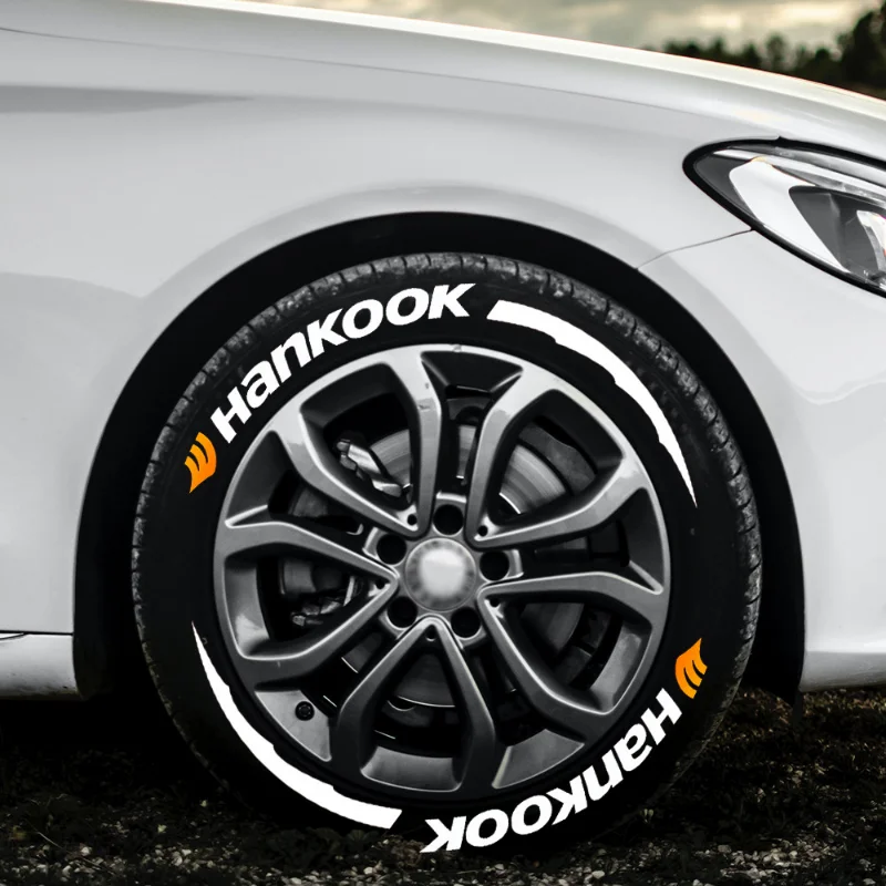 Calcomanías 3D para neumáticos de coche, pegatinas de letras HANKOOK, decoración de estilo de dientes de lobo, calcomanías de etiquetas para ruedas