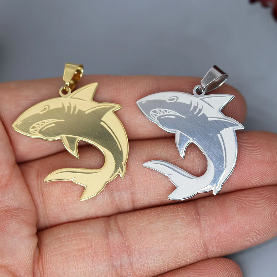 2Pcs/lot Stainless Steel Shark Sea Animal Charm For Necklace Bracelets Jewelry Crafts Making Handmade Stainless Steel Charm