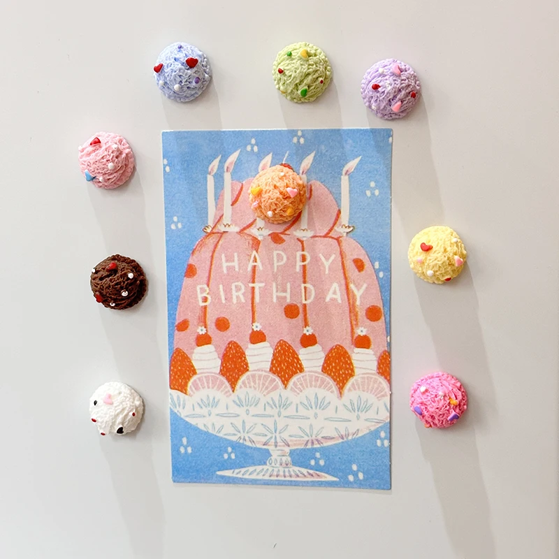 Simulation Dessert Kawaii Decor Ice Cream Ball Refrigerator Magnet Set Photo Wall Decorate Fake Food Magnetic Stickers