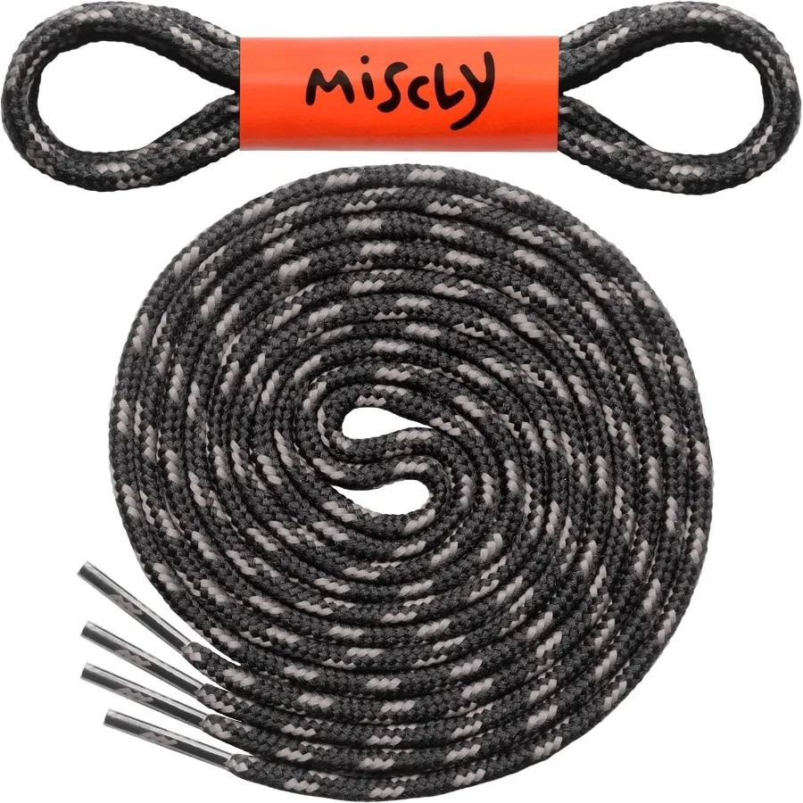 أربطة أحذية دائرية رفيعة لأحذية العمل وأحذية المشي لمسافات طويلة [1 ص] قطر عالي التحمل بقطر 1/8 بوصة