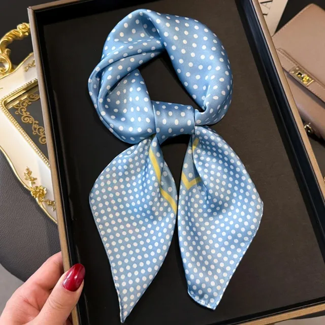 1PC 70*70cm Polka Dot Print Head Scarf for Women Silk Square Scarves Foulard Bandana Fashion Decorate Hijab Female Neckerchief 1PC 70*70cm Polka Dot Print Head Scarf for Women Silk Square Scarves Foulard Bandana Fashion Decorate Hijab Female Neckerchief