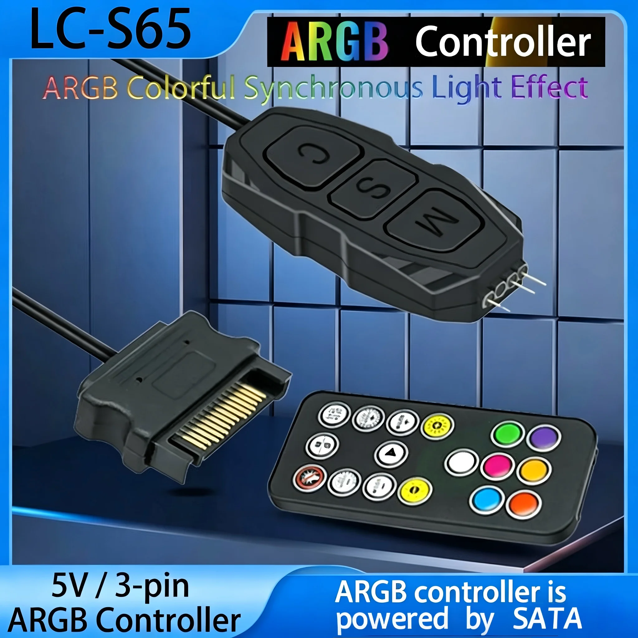 5V 3pin ARGB Controller To SATA Power Supply Mini RGB Controller For Computer Case ARGB fans,coolers, LED stripes, etc.