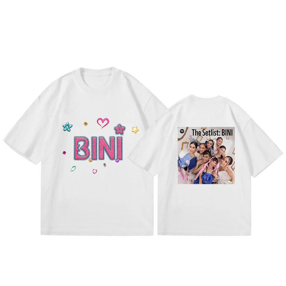 Philippine Idol Group BINI Fashion Printed T-shirt BINIVerse Casual Cotton Short Sleeved Aiah Colet Mikha Women Summer Clothes